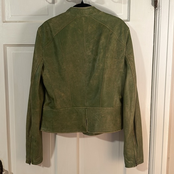 Vintage DKNY Green Soft Lamb Leather Women's Jacket Sz 8 Rare made in Italy - Picture 9 of 12
